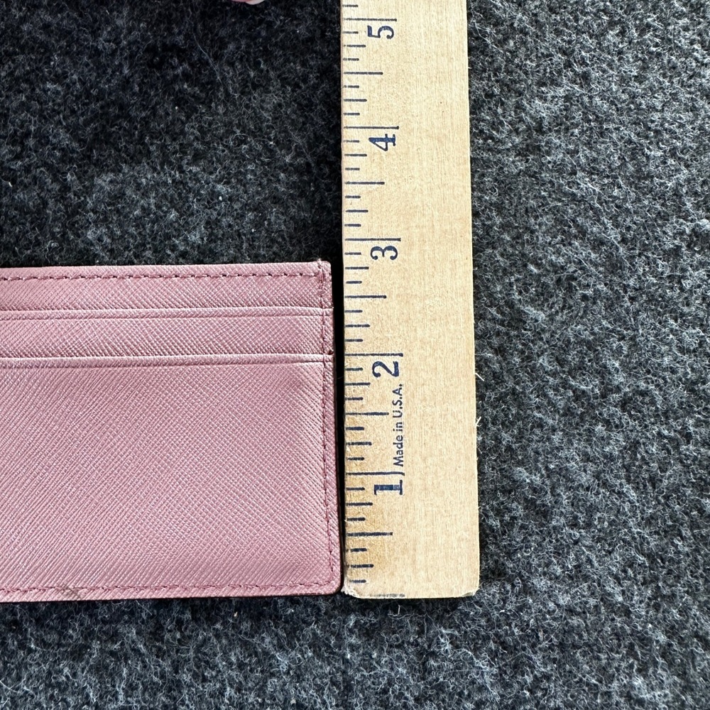 Kate Spade Pink Saffiano Leather Card Holder Slim Wallet Mauve Gold Logo - Picture 4 of 6